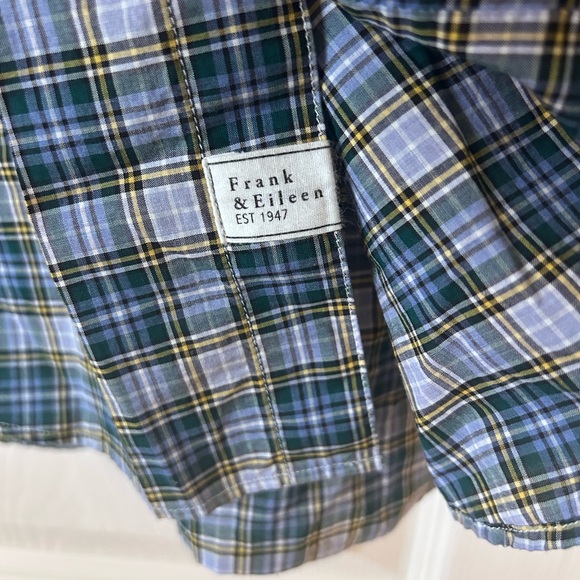 Frank & Eileen “Frank” Blue Green Yellow Plaid Shirt Medium - Picture 4 of 8